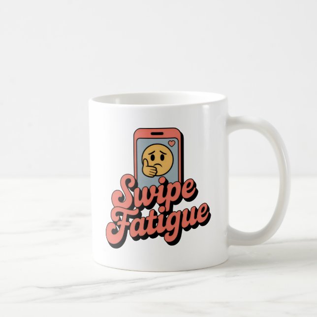 Caneca De Café Swipe Fatigue | Modern Romance with Tired Emoji (Direita)
