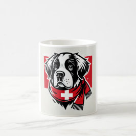 Caneca De Café Swiss Saint Bernard Mug with Swiss Flag Scarf