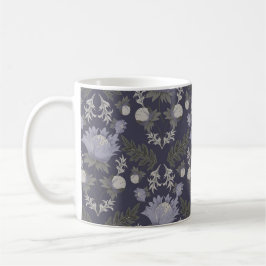 Caneca De Café Symmetrical dark purple floral pattern