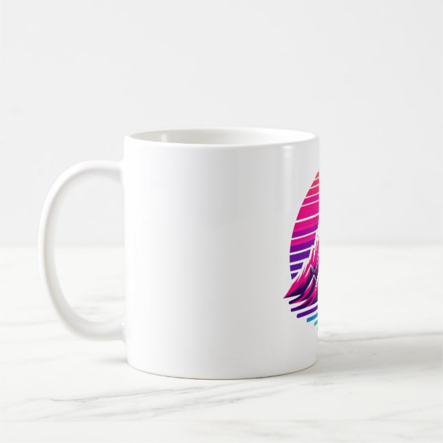 Caneca De Café Synthwave Mountain Mug – Retro Sunset Coffee Cup (Esquerda)