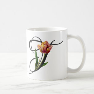 Caneca De Café T Inicial, Tulipas Vintage Coffee Mug