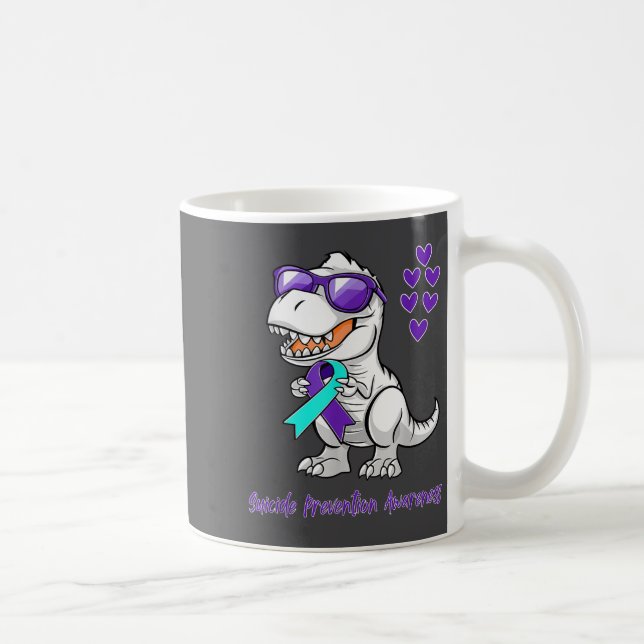 Caneca De Café T-rex Dinosaur Suicide Prevention Awareness Day Di (Direita)