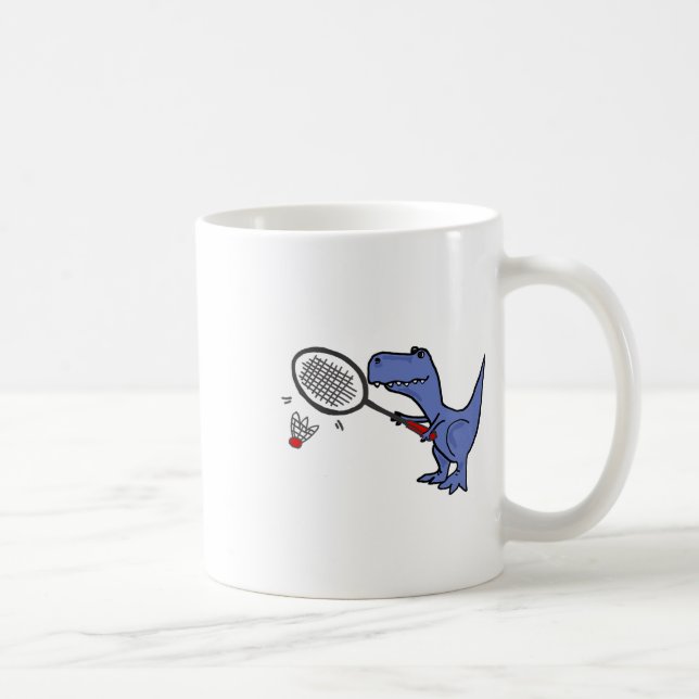 Caneca De Café T-rex Dinossaur Brincando de Badminto (Direita)