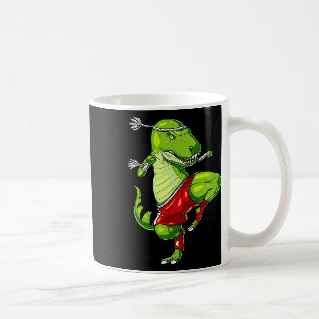 Caneca De Café T-rex Dinossaur Muay Thai Boxando Karate Arte Marc (Direita)