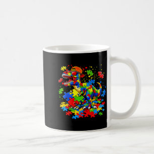 Caneca De Café T-rex Dinossauro Consciência do Autismo Puzzle Div