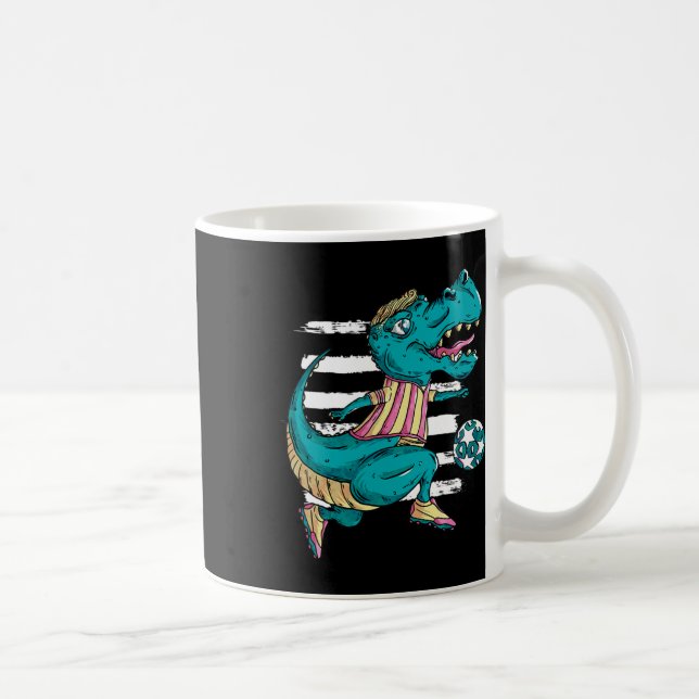 Caneca De Café T-rex Dinossauro Jogando Futebol - Design Trex (Direita)