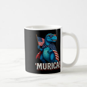 Caneca De Café T Rex Dinossauro Murica 4 De Julho Bandeira Americ
