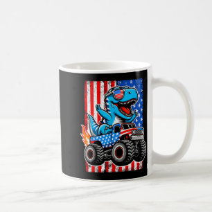 Caneca De Café T-rex engraçado andando de caminhão monstro 4 de j