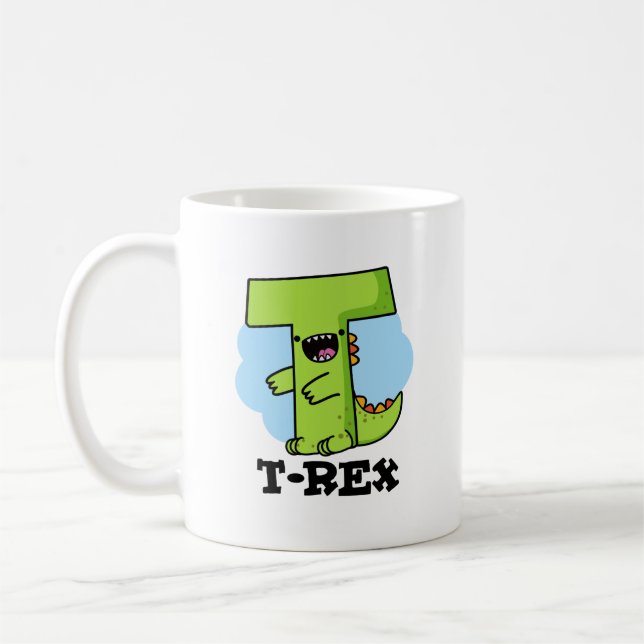 Caneca De Café T-Rex Funny Alphabet Dinossaur Pun (Esquerda)