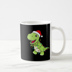 Caneca De Café T-rex Natal Papai Noel Luzes de Fadas Dinossauros