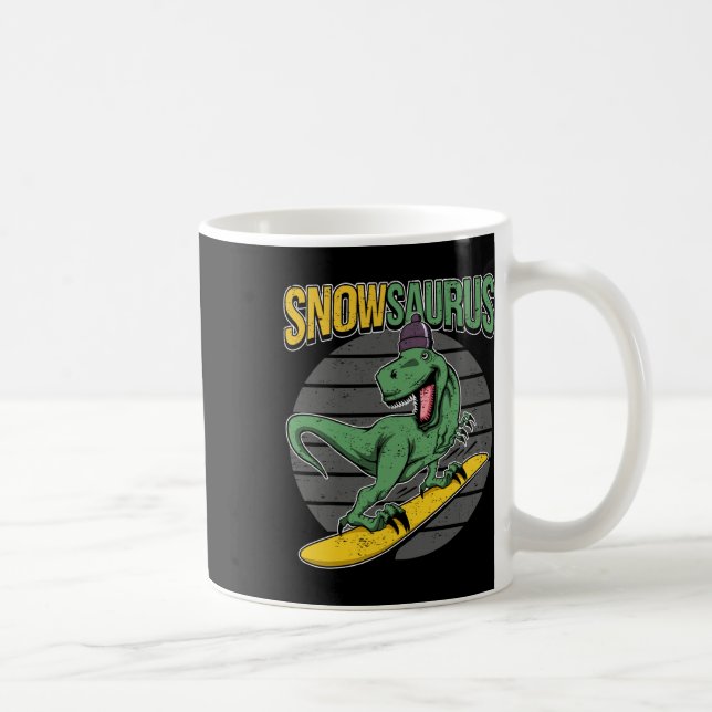 Caneca De Café T-rex Snowboarding Dinossauro Snowboard  (Direita)