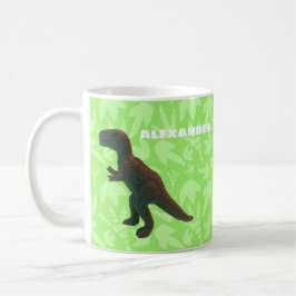 Caneca De Café T-Rex Tyranosaurus Rex Toy Dinossaur Verde Brilhan