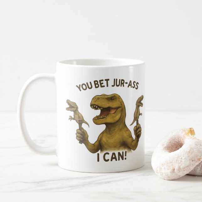 Caneca De Café T-Rex, Você Aposto Que Posso (Com Donut)