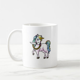 Caneca De Café T-Shirt Unicórnio Com Faca Para Meninas e Mulheres