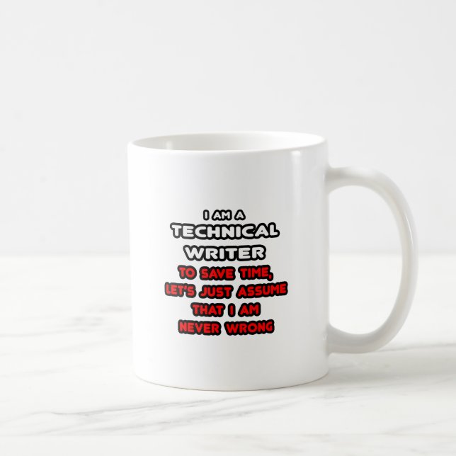 Caneca De Café T-Shirts Engraçadas de Escritor Técnico (Direita)