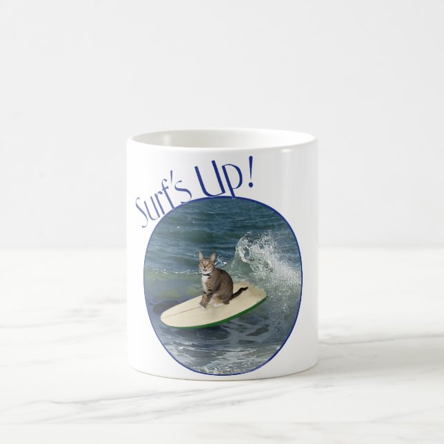 Caneca De Café Tabby Cat Surf! (Centro)