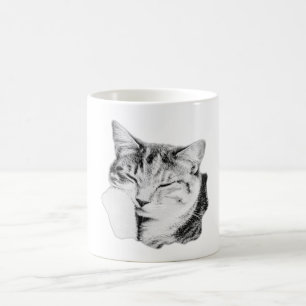 Caneca De Café Tabby Gato Monocromático