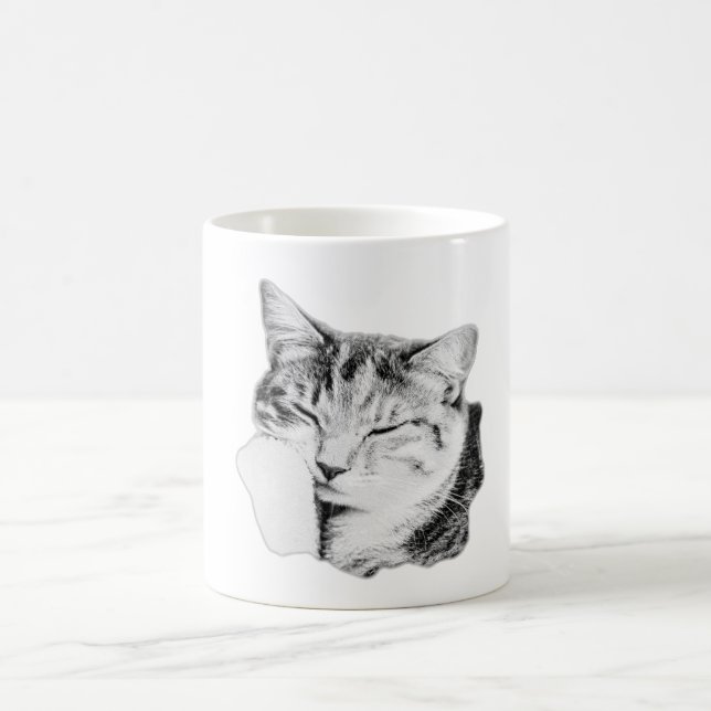 Caneca De Café Tabby Gato Monocromático (Centro)