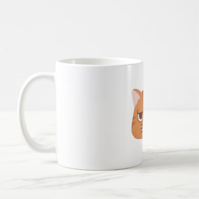 Caneca De Café Tabby Laranja Engraçado Gato Com Rosto Engraçado (Esquerda)