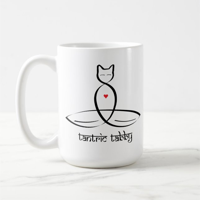 Caneca De Café Tabby Tantric - Texto no estilo Sânscrito. (Esquerda)