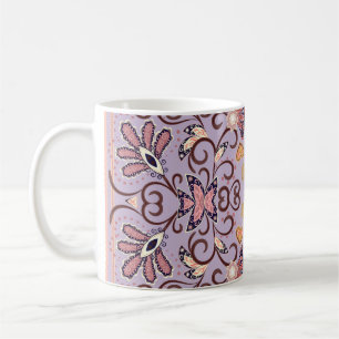 Caneca De Café Tablete floral indiana: adorável padrão pastel