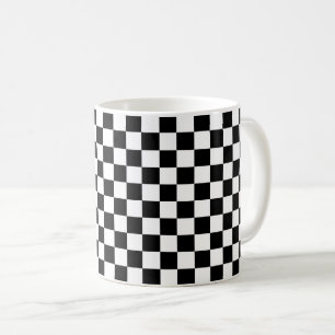 Caneca De Café Tabuleiro xadrez preto clássico