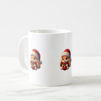Caneca De Café Taça com coelho vestindo um fato Papai noel