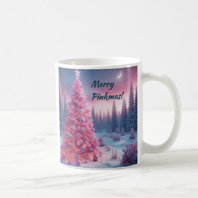 Caneca De Café Taça de Café de Cena de Natal Rosa (Direita)