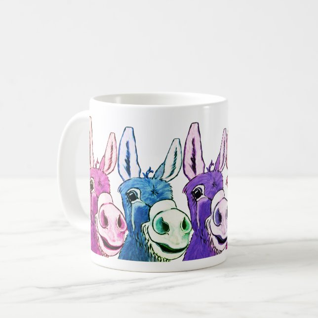 Caneca De Café Taça De Café Engraçado Com Donkeys (Frente Esquerda)