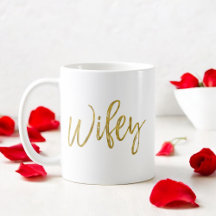 Taça de Café Wifey Gold Foil Birthday