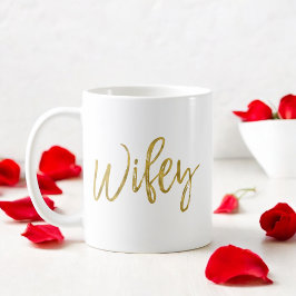 Caneca De Café Taça de Café Wifey Gold Foil Birthday