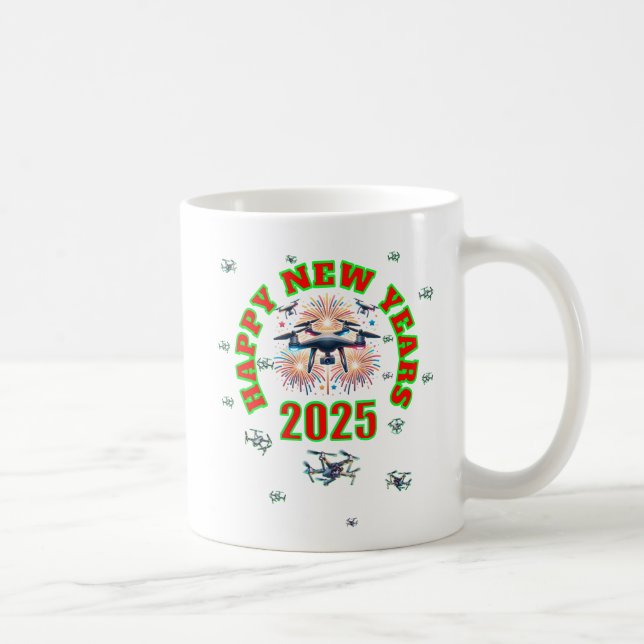 Caneca De Café Taça de Drone de Ano Novo 2025 (Direita)
