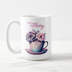 Caneca De Café Taça de Flores Personalizada Bonito Vintage