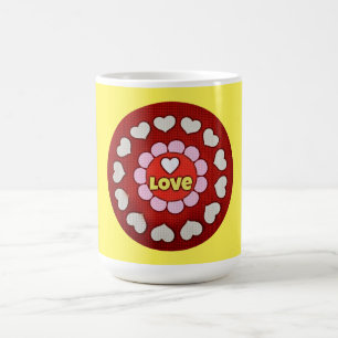 Caneca De Café Taça de Mug de Amor com Coração Vermelho Retro Ama
