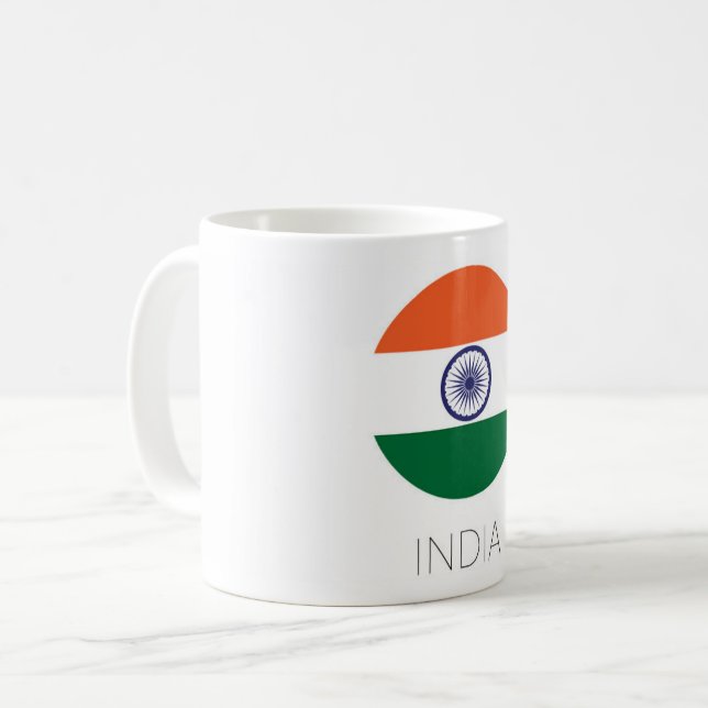 Caneca De Café Taça do Café com Bandeira da Índia (Frente Esquerda)