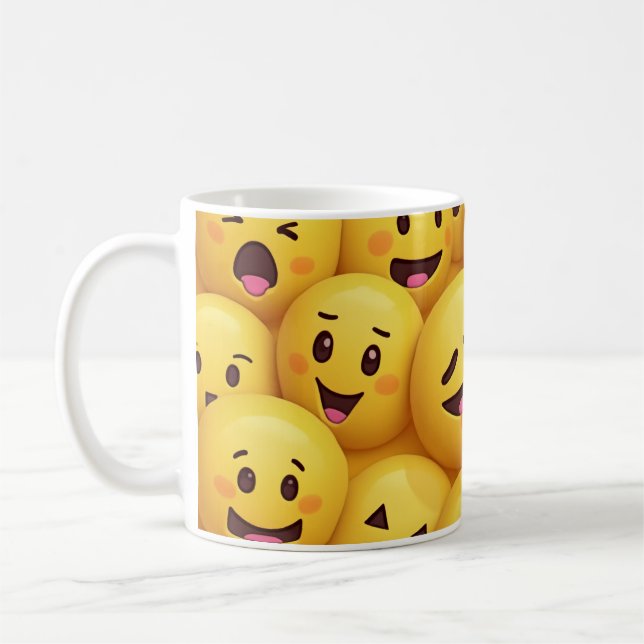 Caneca De Café 😊 Taça Emoji Amarela - Sip com um Sorriso! ☕ 💛 (Esquerda)