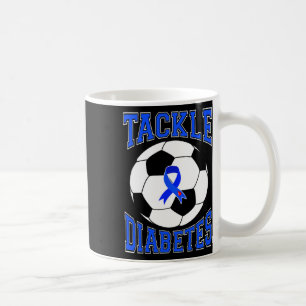 Caneca De Café Tackle Soccer Blue Ribbon Aborde a Conscientização