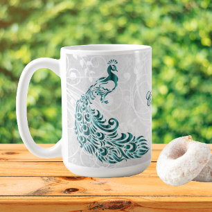 Caneca De Café Taco de café personalizado teal Peacock