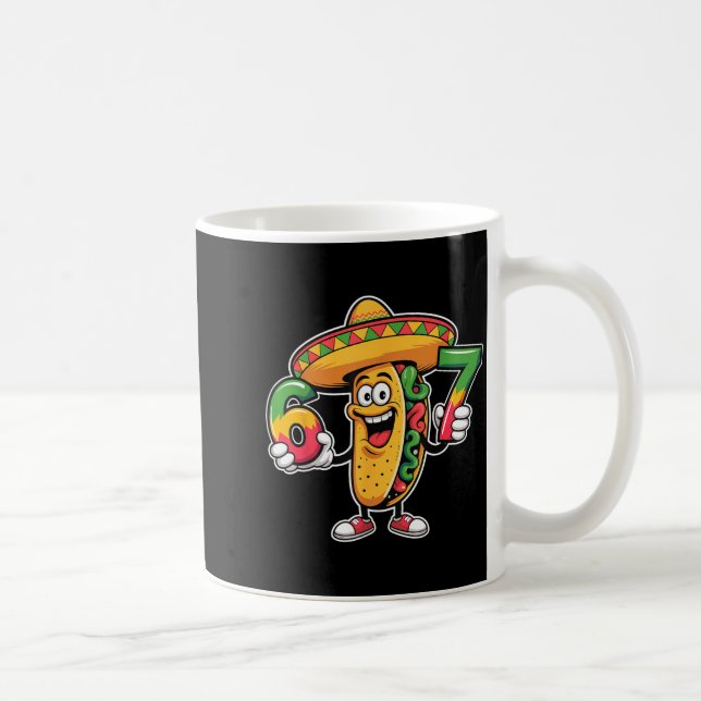 Caneca De Café Taco engraçado 67 meme cinco de mayo design de fes (Direita)