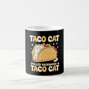 Caneca De Café Tacocat Escrito ao Contrário Taco Cat Mexicano