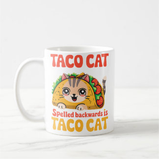 Caneca De Café Tacocat Spelled Backward Is Tacocat Cat And Taco L