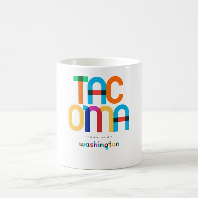 Caneca De Café Tacoma Washington Meio século, Pop Art, (Centro)