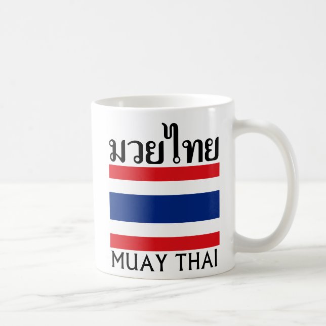 Caneca De Café Tailandês de Muay + Bandeira de Tailândia (Direita)
