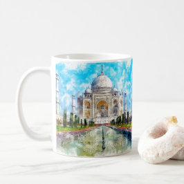 Caneca De Café Taj mahal marble mausoleum, pintura aquarela