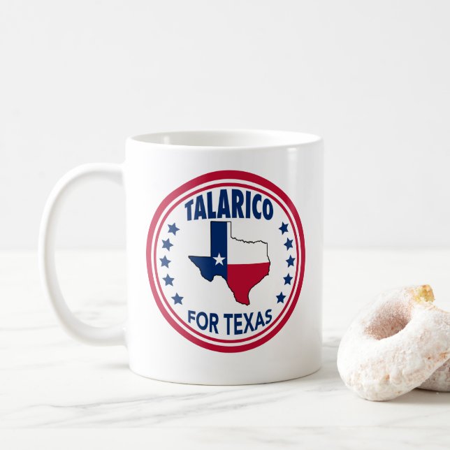 Caneca De Café Talarico para Eleição Vermelho Branco Azul Texas (Com Donut)