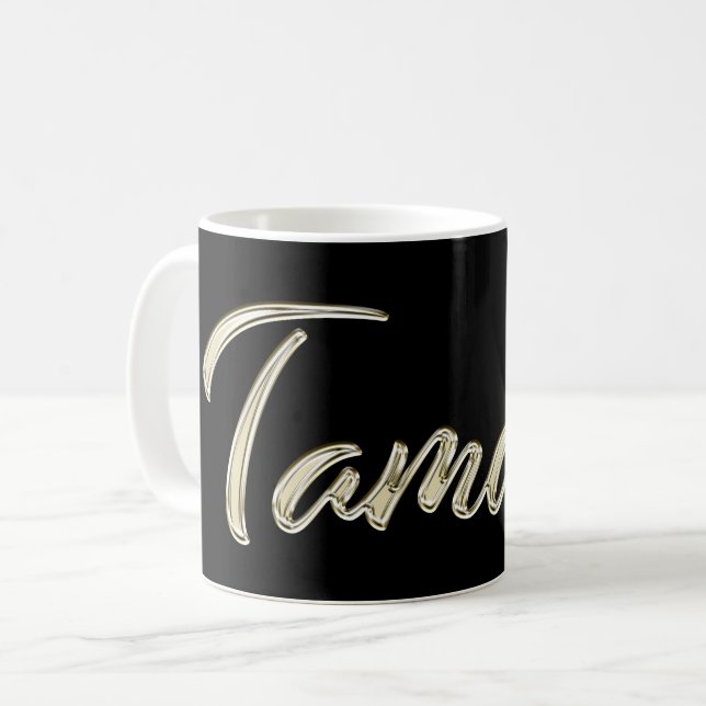 Caneca De Café Tamara white gold Handwriting Tasse Kaffeetasse (Frente Esquerda)
