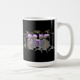 Caneca De Café Tambores: Kit de Tambor Roxo e Branco: Modelo 3D: