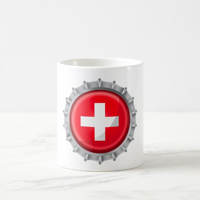 Caneca De Café Tampa de Garrafa da Bandeira Suíça Cruz Vermelha e (Criador carregado)