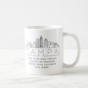 Caneca De Café Tampa, Flórida Estilizada Skyline   Slogan Person