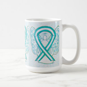 Caneca De Café Tampão Angel Art da Consciência do Cancer Cervos
